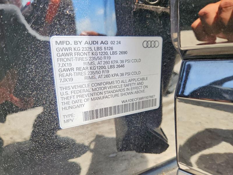 Aukcja sprzedaży 2024 Audi Q3, vin: WA1DECF39R1107667, numer aukcji: 52346596