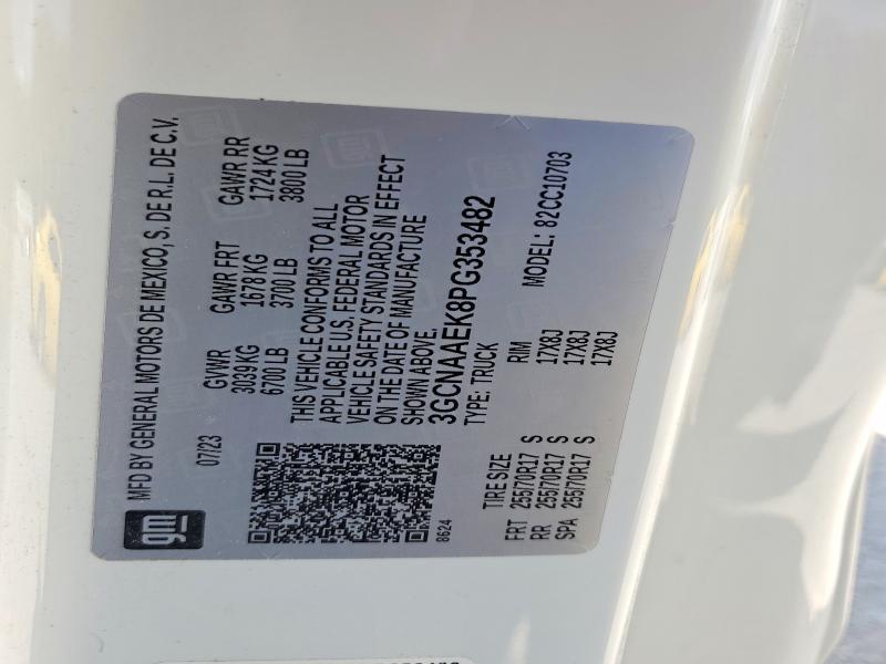 Продажа на аукционе авто 2023 Chevrolet Silverado, vin: 3GCNAAEK8PG353482, номер лота: 55049616