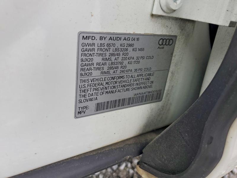 Aukcja sprzedaży 2017 Audi Q7, vin: WA1VAAF78HD015230, numer aukcji: 54897886