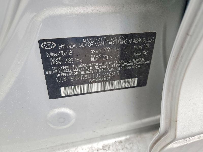 53522076 :رقم المزاد ، 5NPD84LF0JH366305 vin ، 2018 Hyundai Elantra مزاد بيع