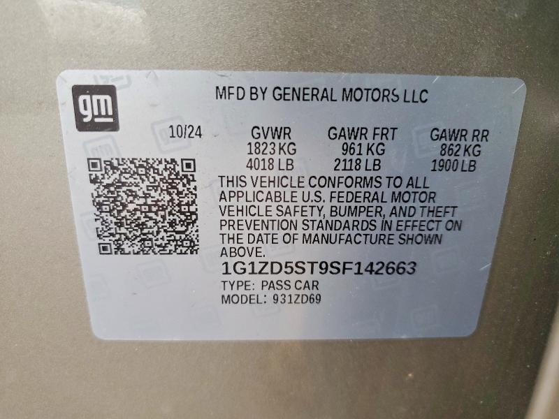 2025 Chevrolet Malibu მანქანა იყიდება აუქციონზე, vin: 1G1ZD5ST9SF142663, აუქციონის ნომერი: 54075156