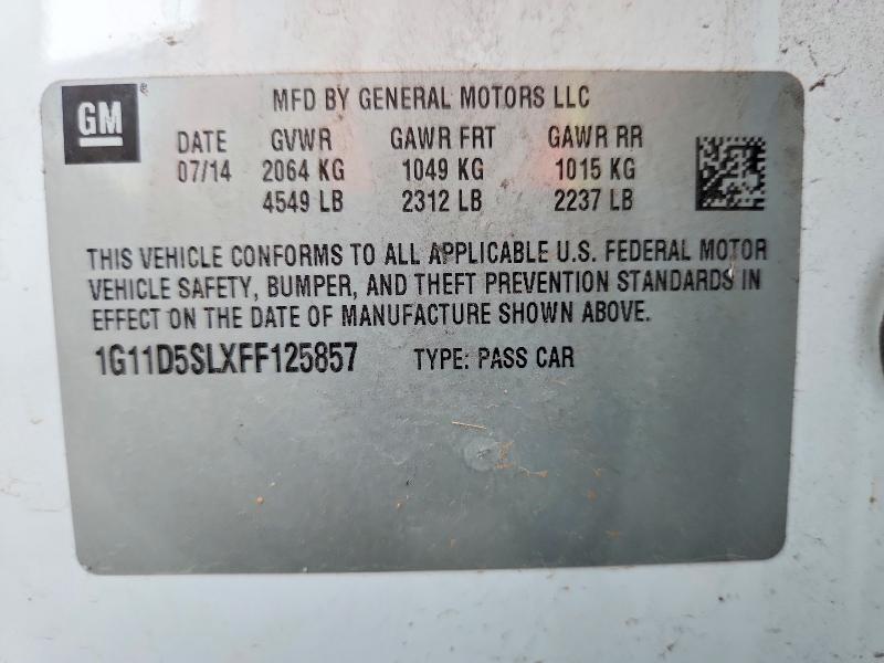 Продажа на аукционе авто 2015 Chevrolet Malibu, vin: 1G11D5SLXFF125857, номер лота: 53605156