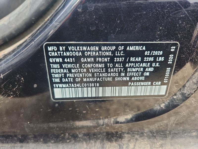 Продажа на аукционе авто 2020 Volkswagen Passat, vin: 1VWMA7A34LC013818, номер лота: 52175536
