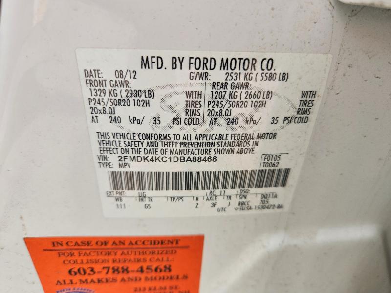 Aukcja sprzedaży 2013 Ford Edge, vin: 2FMDK4KC1DBA88468, numer aukcji: 55226626