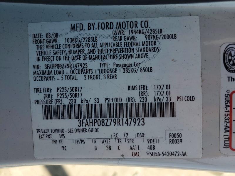 Продаж на аукціоні авто 2009 Ford Fusion, vin: 3FAHP08Z79R147923, номер лоту: 53251996