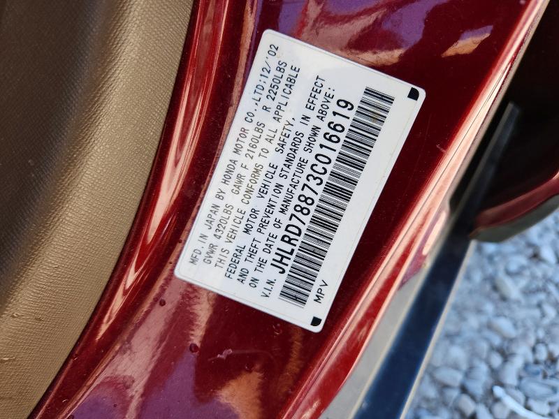 54087956 :رقم المزاد ، JHLRD78873C016619 vin ، 2003 Honda Cr-v مزاد بيع