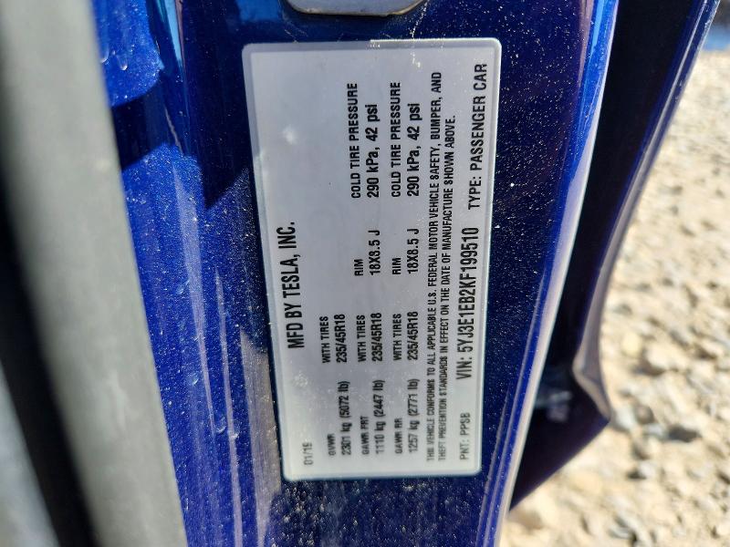 2019 Tesla Model 3 მანქანა იყიდება აუქციონზე, vin: 5YJ3E1EB2KF199510, აუქციონის ნომერი: 51448686