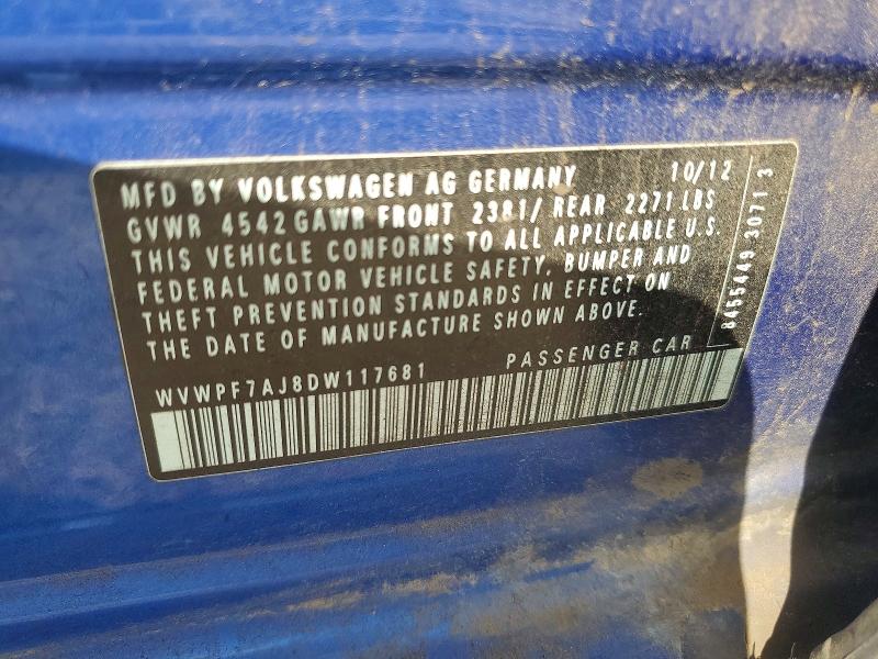 54443386 :رقم المزاد ، WVWPF7AJ8DW117681 vin ، 2013 Volkswagen Golf R مزاد بيع