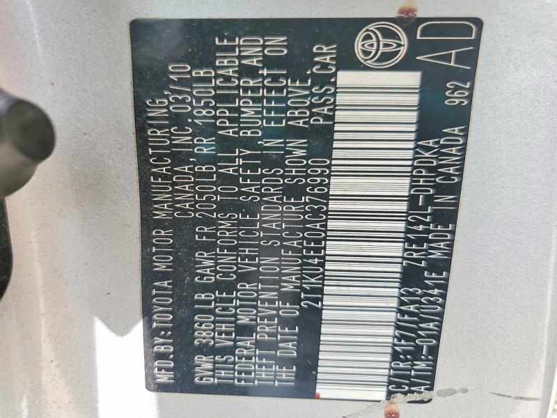 54071796 :رقم المزاد ، 2T1KU4EE0AC376990 vin ، 2010 Toyota Matrix مزاد بيع