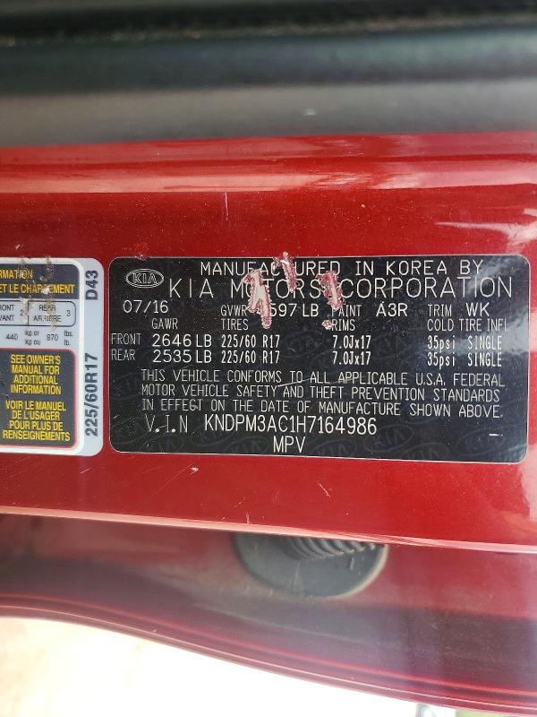 Aukcja sprzedaży 2017 Kia Sportage, vin: KNDPM3AC1H7164986, numer aukcji: 53248516
