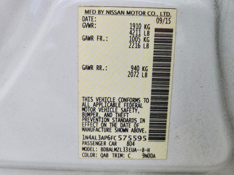 Aukcja sprzedaży 2015 Nissan Altima, vin: 1N4AL3AP6FC575595, numer aukcji: 52474726