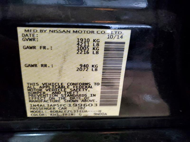 54434706 :رقم المزاد ، 1N4AL3AP5FC199603 vin ، 2015 Nissan Altima مزاد بيع
