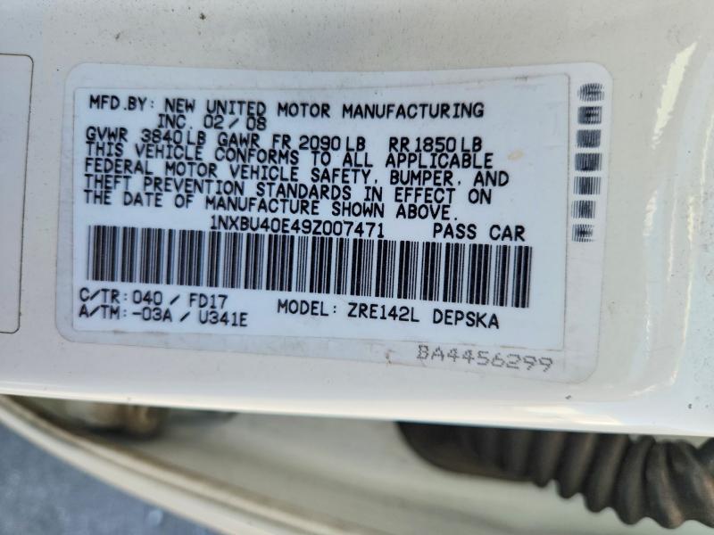 Продажа на аукционе авто 2009 Toyota Corolla, vin: 1NXBU40E49Z007471, номер лота: 53962866