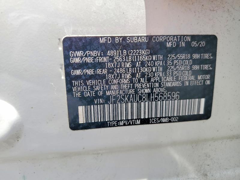 Продажа на аукционе авто 2020 Subaru Forester, vin: JF2SKAUC8LH568596, номер лота: 53604206