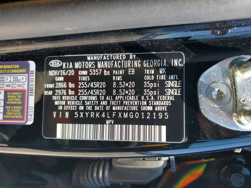 53400916 :رقم المزاد ، 5XYRK4LFXMG012195 vin ، 2021 Kia Sorento مزاد بيع