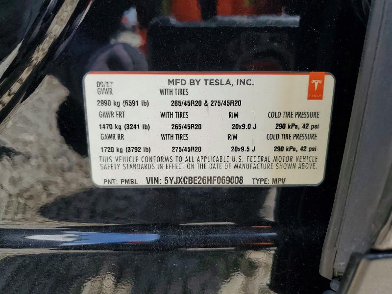 Aukcja sprzedaży 2017 Tesla Model X, vin: 5YJXCBE26HF069008, numer aukcji: 53820206