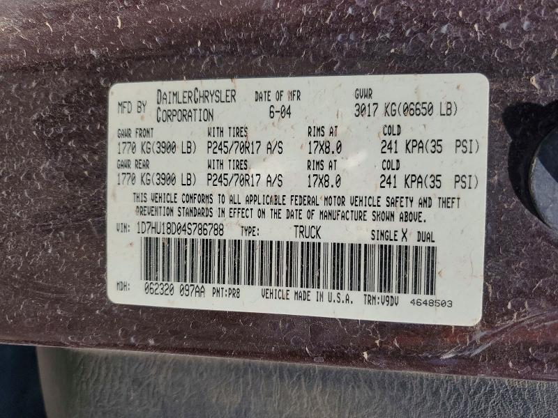 Aukcja sprzedaży 2004 Dodge Ram, vin: 1D7HU18D04S786788, numer aukcji: 53690816