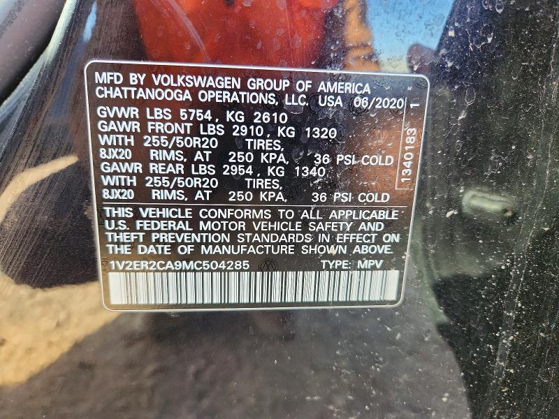Aukcja sprzedaży 2021 Volkswagen Atlas, vin: 1V2ER2CA9MC504285, numer aukcji: 52343606