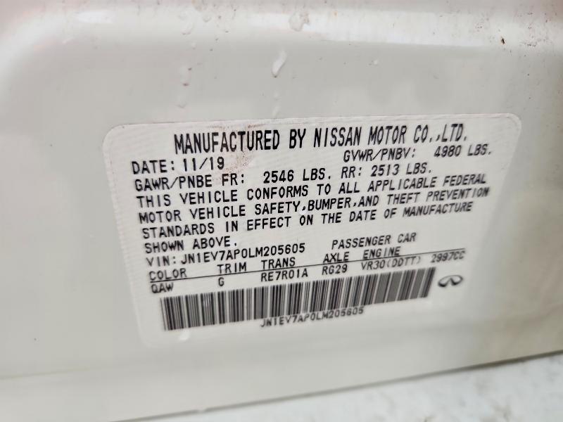 Aukcja sprzedaży 2020 Infiniti Q50, vin: JN1EV7AP0LM205605, numer aukcji: 52328276