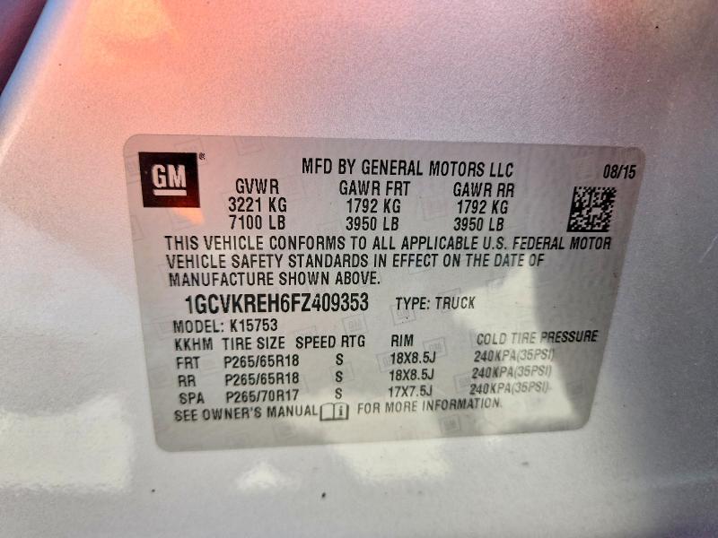 Aukcja sprzedaży 2015 Chevrolet Silverado, vin: 1GCVKREH6FZ409353, numer aukcji: 53328226