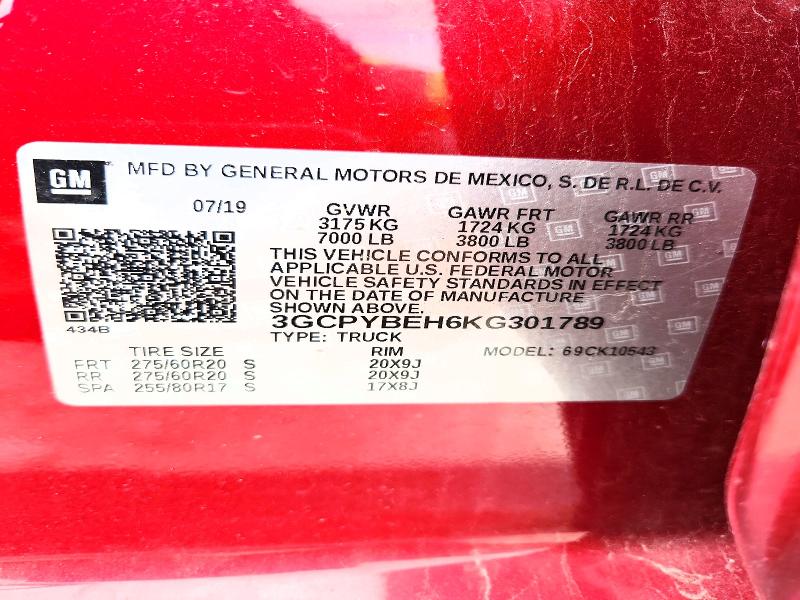 2019 Chevrolet Silverado მანქანა იყიდება აუქციონზე, vin: 3GCPYBEH6KG301789, აუქციონის ნომერი: 54522156
