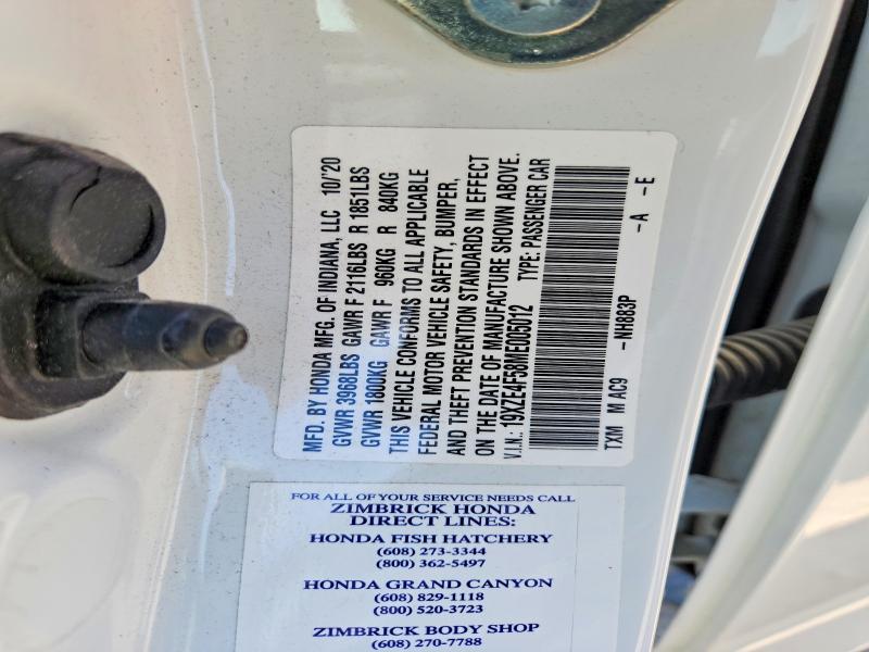 Продажа на аукционе авто 2021 Honda Insight, vin: 19XZE4F58ME005012, номер лота: 54827296