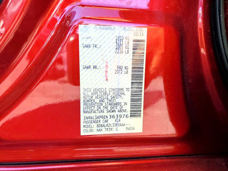 Aukcja sprzedaży 2014 Nissan Altima, vin: 1N4AL3AP6EN363976, numer aukcji: 52553636