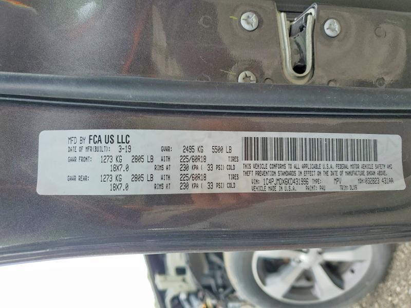 Продажа на аукционе авто 2019 Jeep Cherokee, vin: 1C4PJMDX6KD431996, номер лота: 52541646
