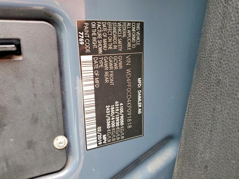 Aukcja sprzedaży 2019 Mercedes Benz Sprinter, vin: WD4PF0CD4KP091818, numer aukcji: 52188566