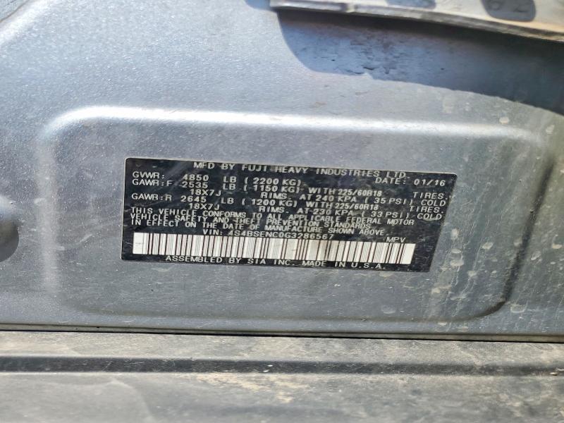 2016 Subaru Outback მანქანა იყიდება აუქციონზე, vin: 4S4BSENC0G3286567, აუქციონის ნომერი: 54954936