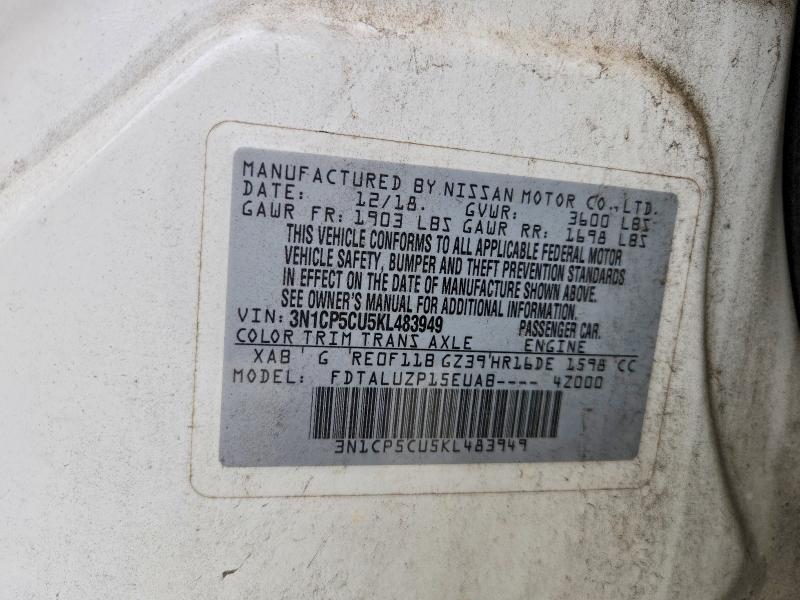 Продажа на аукционе авто 2019 Nissan Kicks, vin: 3N1CP5CU5KL483949, номер лота: 54639526