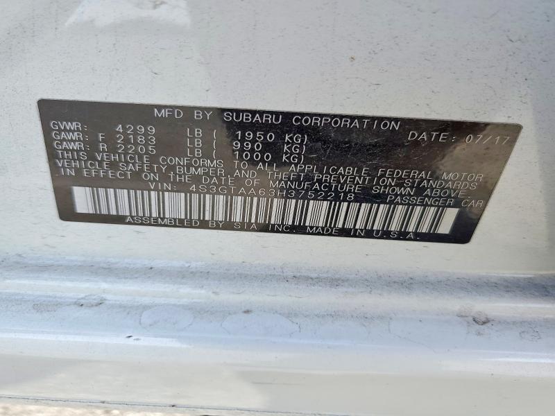 Продажа на аукционе авто 2017 Subaru Impreza, vin: 4S3GTAA63H3752218, номер лота: 54145936