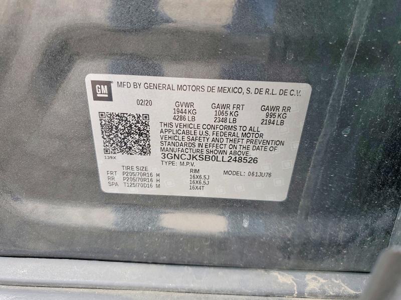 Aukcja sprzedaży 2020 Chevrolet Trax, vin: 3GNCJKSB0LL248526, numer aukcji: 55175406