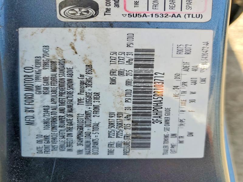 Продажа на аукционе авто 2011 Ford Fusion, vin: 3FAHP0HA5BR103712, номер лота: 53609766