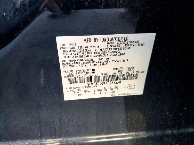 Aukcja sprzedaży 2019 Ford Flex, vin: 2FMGK5D8XKBA32358, numer aukcji: 52952666