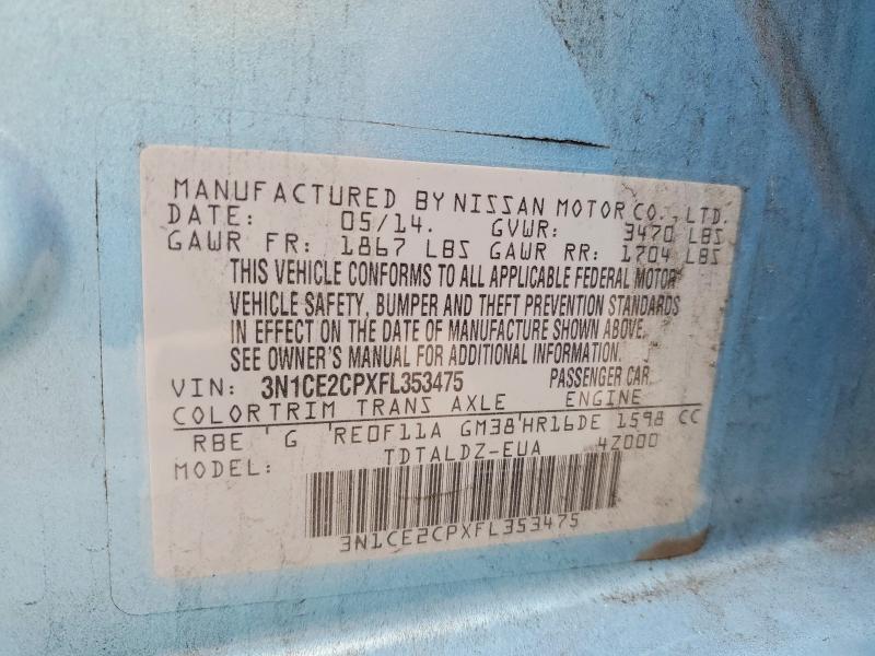 2015 Nissan Versa Note მანქანა იყიდება აუქციონზე, vin: 3N1CE2CPXFL353475, აუქციონის ნომერი: 55004346