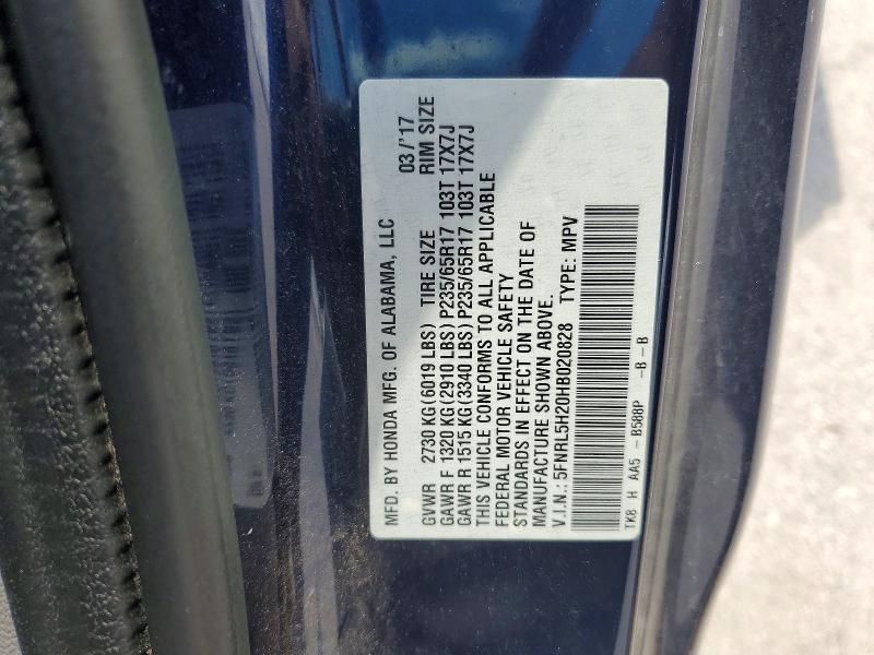 Aukcja sprzedaży 2017 Honda Odyssey, vin: 5FNRL5H20HB020828, numer aukcji: 54694586