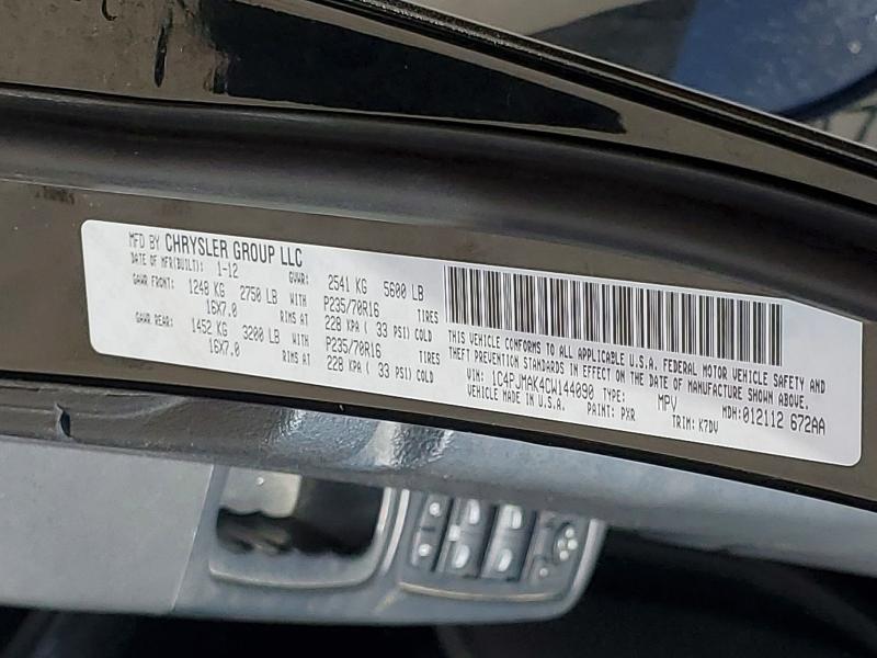 Продажа на аукционе авто 2012 Jeep Liberty, vin: 1C4PJMAK4CW144090, номер лота: 53763456