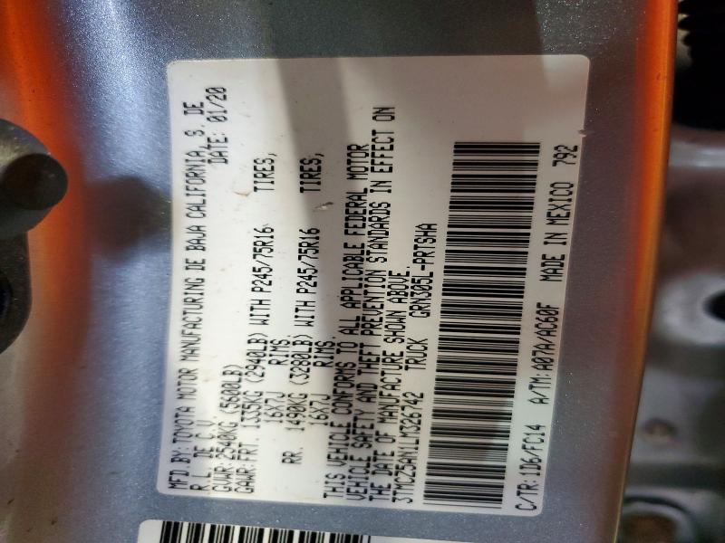 53744506 :رقم المزاد ، 3TMCZ5AN1LM326742 vin ، 2020 Toyota Tacoma مزاد بيع