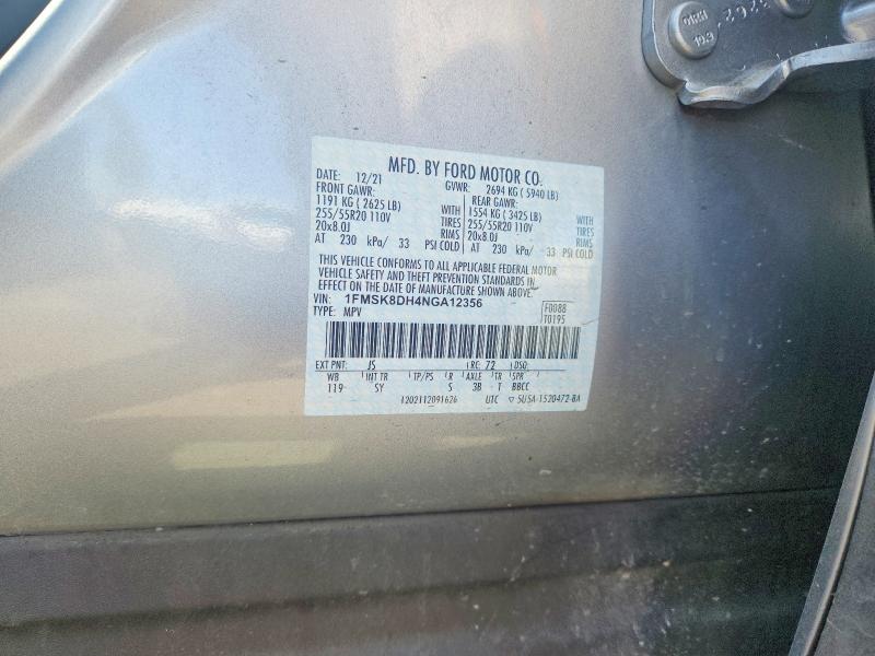 53326026 :رقم المزاد ، 1FMSK8DH4NGA12356 vin ، 2022 Ford Explorer مزاد بيع