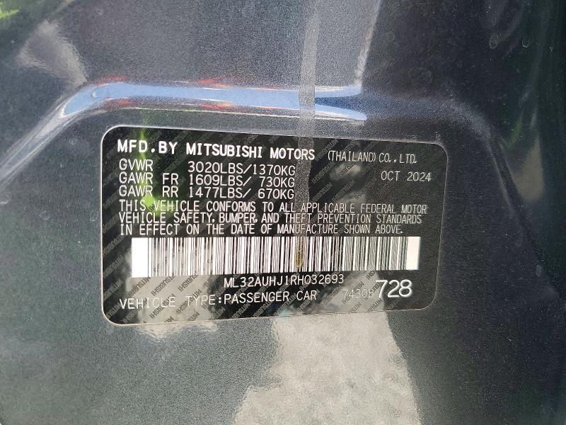 54891636 :رقم المزاد ، ML32AUHJ1RH032693 vin ، 2024 Mitsubishi Mirage مزاد بيع