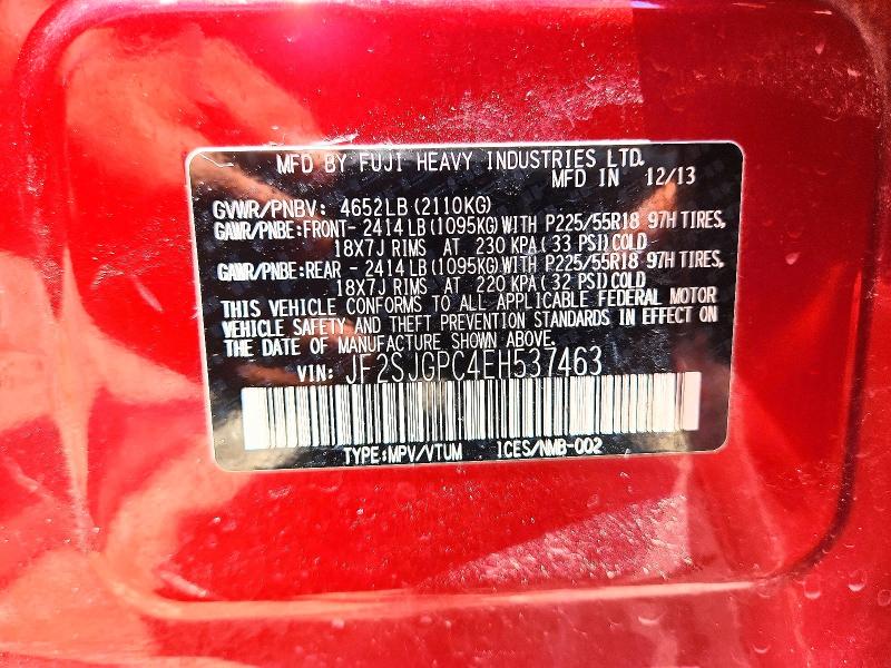 Aukcja sprzedaży 2014 Subaru Forester, vin: JF2SJGPC4EH537463, numer aukcji: 48652866