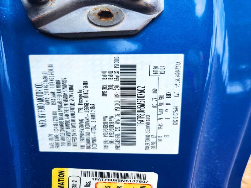 Продаж на аукціоні авто 2021 Ford Mustang, vin: 1FATP8UH5M5107602, номер лоту: 55173196