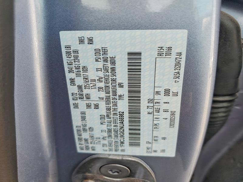 Продажа на аукционе авто 2022 Ford Escape, vin: 1FMCU9G62NUA66982, номер лота: 53932046