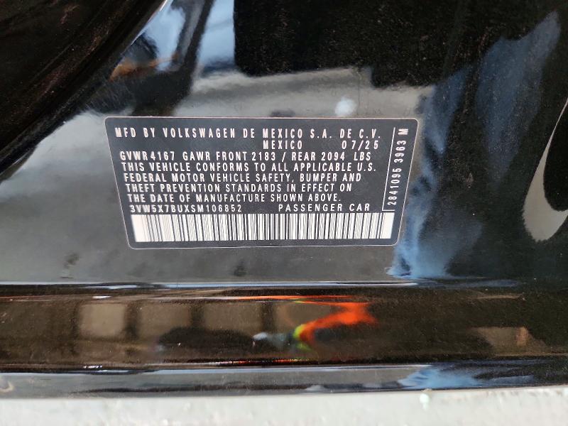 2025 Volkswagen Jetta მანქანა იყიდება აუქციონზე, vin: 3VW5X7BUXSM106852, აუქციონის ნომერი: 55039866