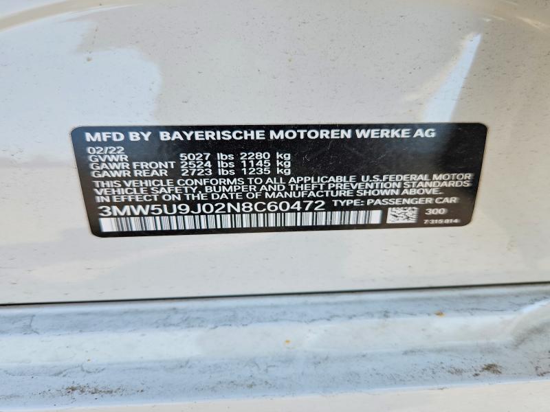 Продаж на аукціоні авто 2022 Bmw M340xi, vin: 3MW5U9J02N8C60472, номер лоту: 51771346