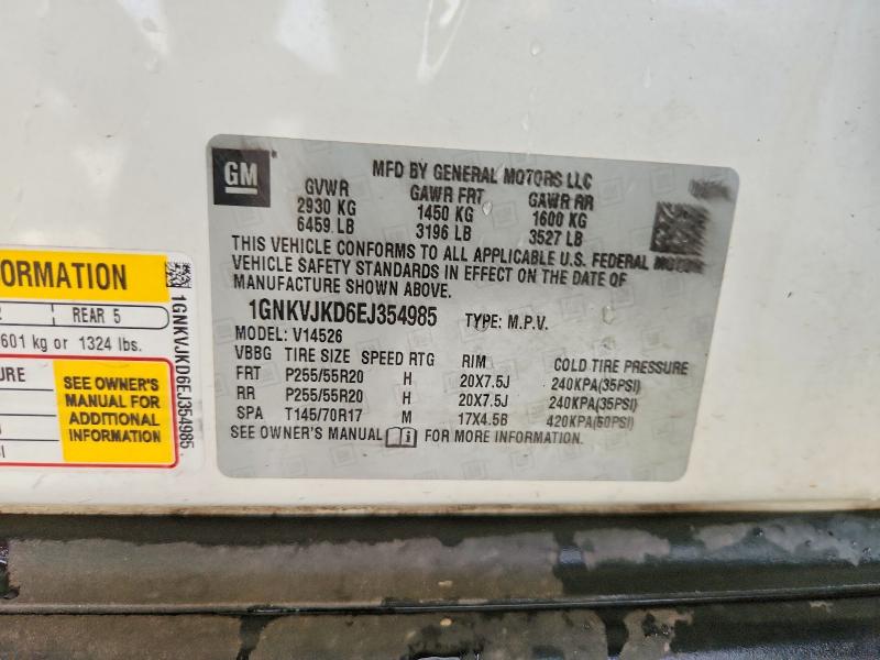 Aukcja sprzedaży 2014 Chevrolet Traverse, vin: 1GNKVJKD6EJ354985, numer aukcji: 54621816
