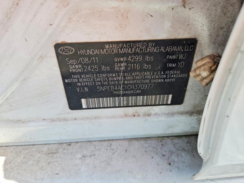 Aukcja sprzedaży 2012 Hyundai Sonata, vin: 5NPEB4AC1CH370977, numer aukcji: 54335536