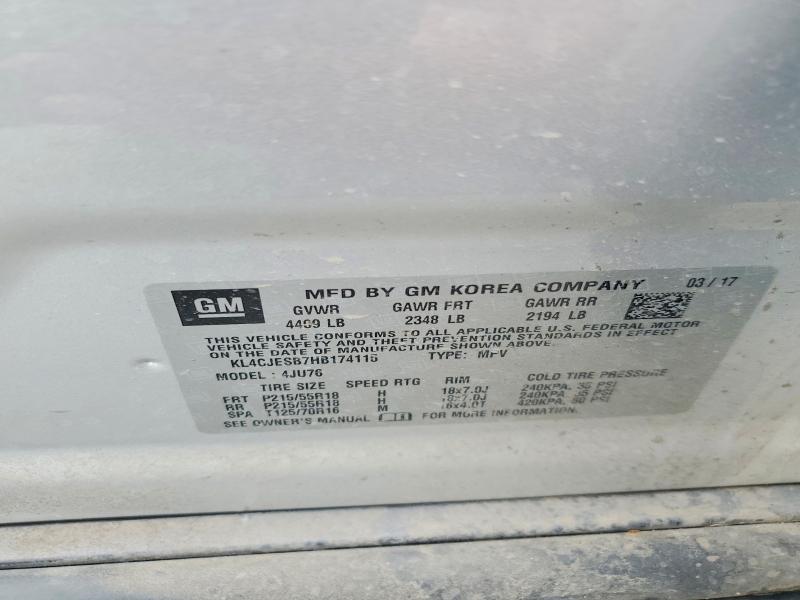 Aukcja sprzedaży 2017 Buick Encore, vin: KL4CJESB7HB174115, numer aukcji: 53562916
