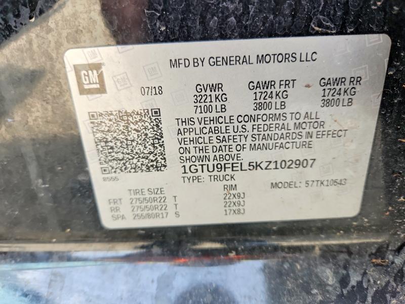 Продаж на аукціоні авто 2019 Gmc Sierra, vin: 1GTU9FEL5KZ102907, номер лоту: 51823716